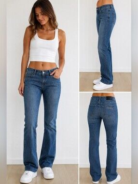 Lacoste Women’s Straight Leg Jeans Size 28 Medium Wash Stretch Denim